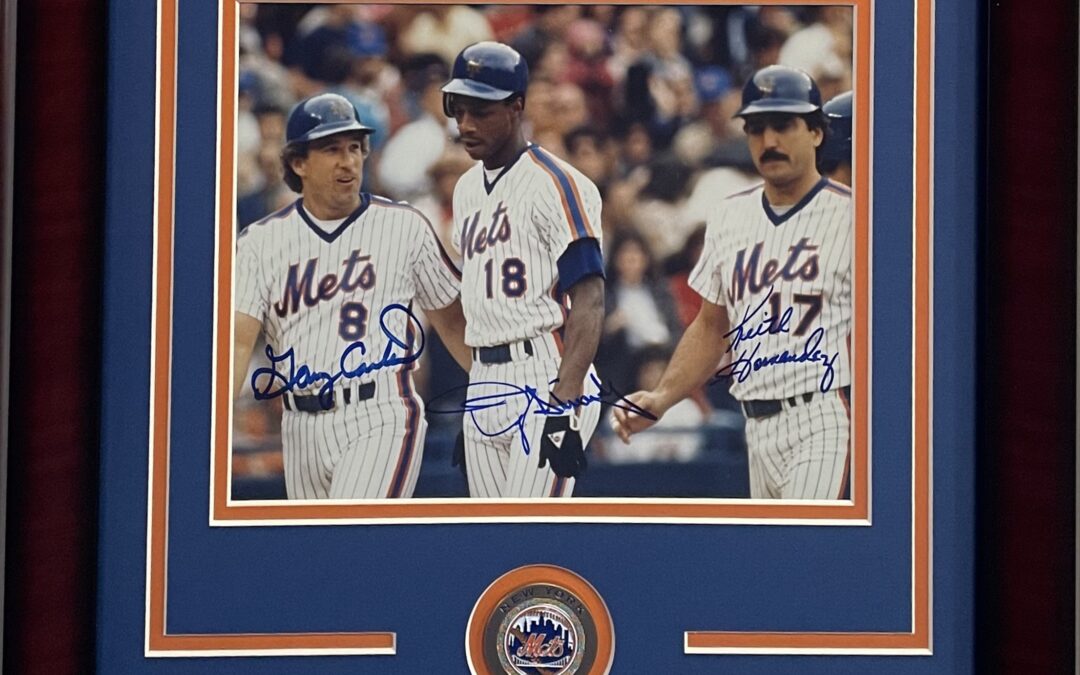 Gary Carter Keith Hernandez Darryl Strawberry 8×10 photo framed Signed COA New York Mets