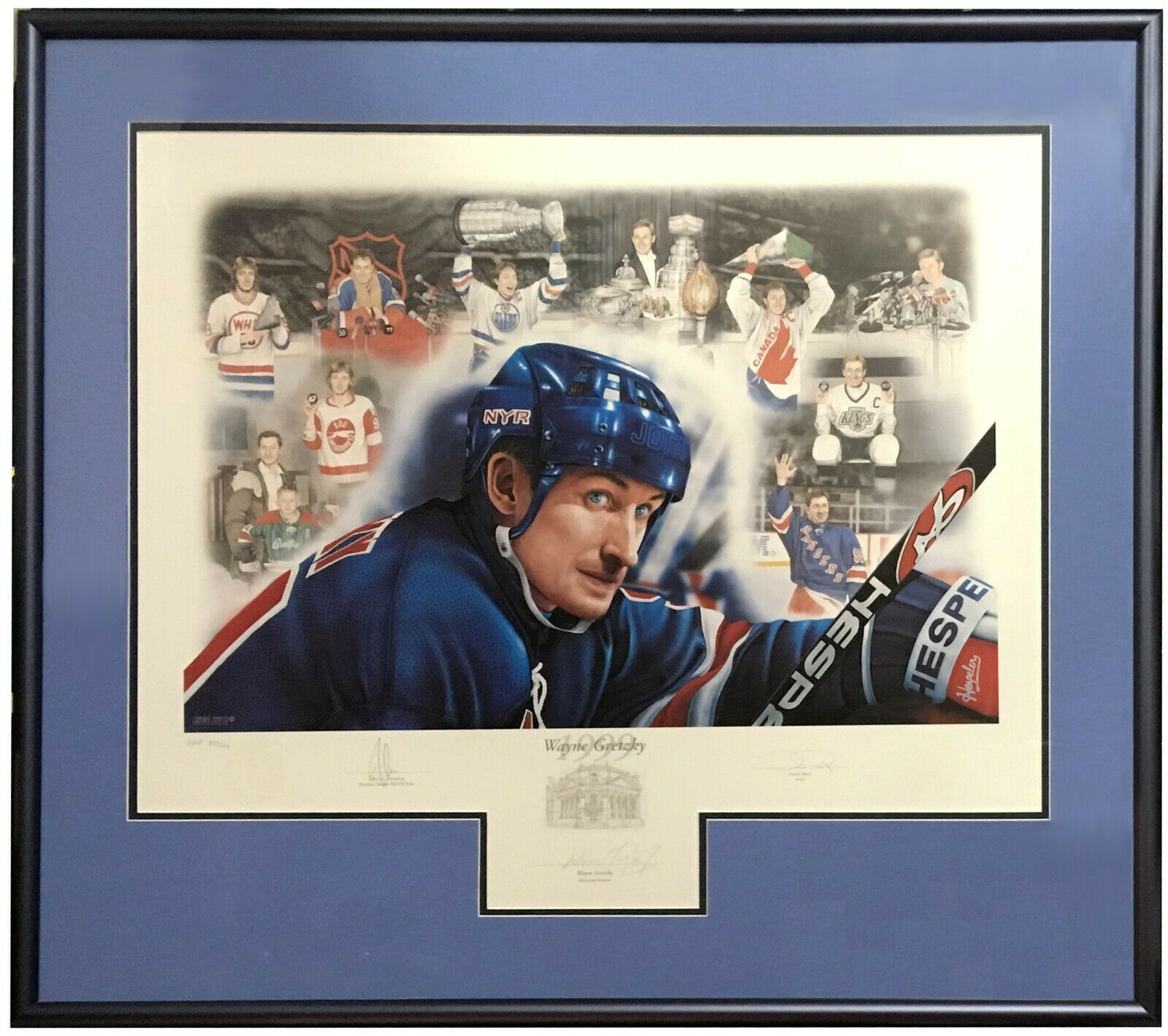 Wayne Gretzky signed Daniel Parry Simply The Best HOF litho framed 3 auto COA LE