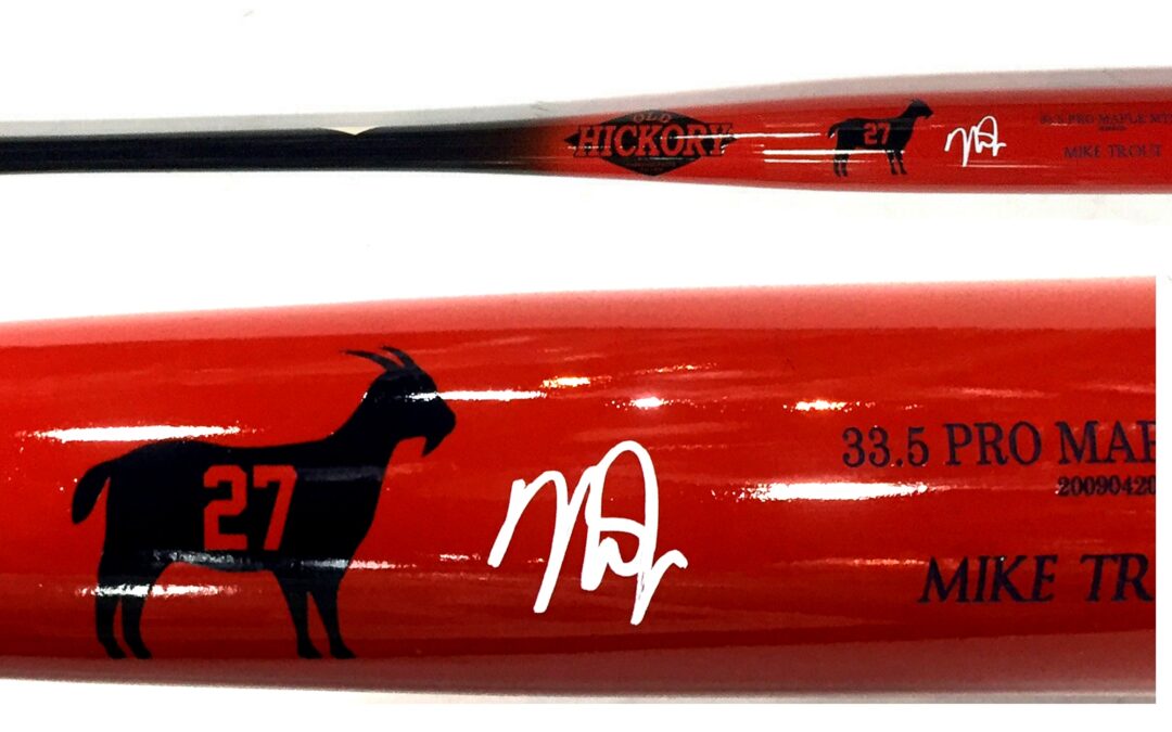Mike Trout Signed Game Model Old Hickory #27 GOAT Bat Autograph MLB Holo COA