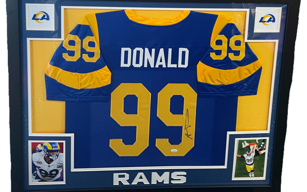 Aaron Donald Los Angeles Rams Signed Jersey Framed Mint Autograph JSA COA Superbowl Photo