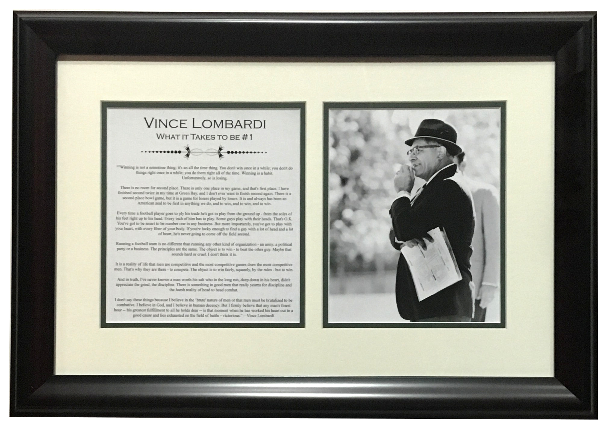 Vince Lombardi Packers hof coach Photo framed Speech What It Takes To Be #1