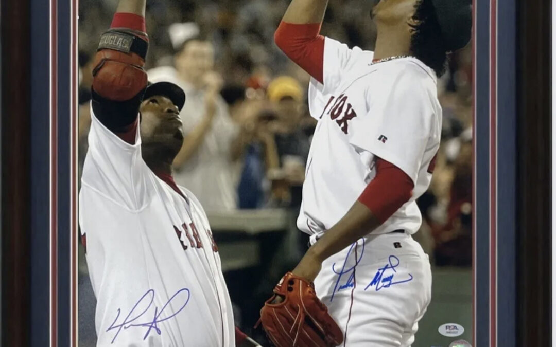 David Ortiz Pedro Martinez Signed 16×20 Framed Photo 2004 World Series Boston Red Sox Dual Autograph PSA COA Hall of Fame