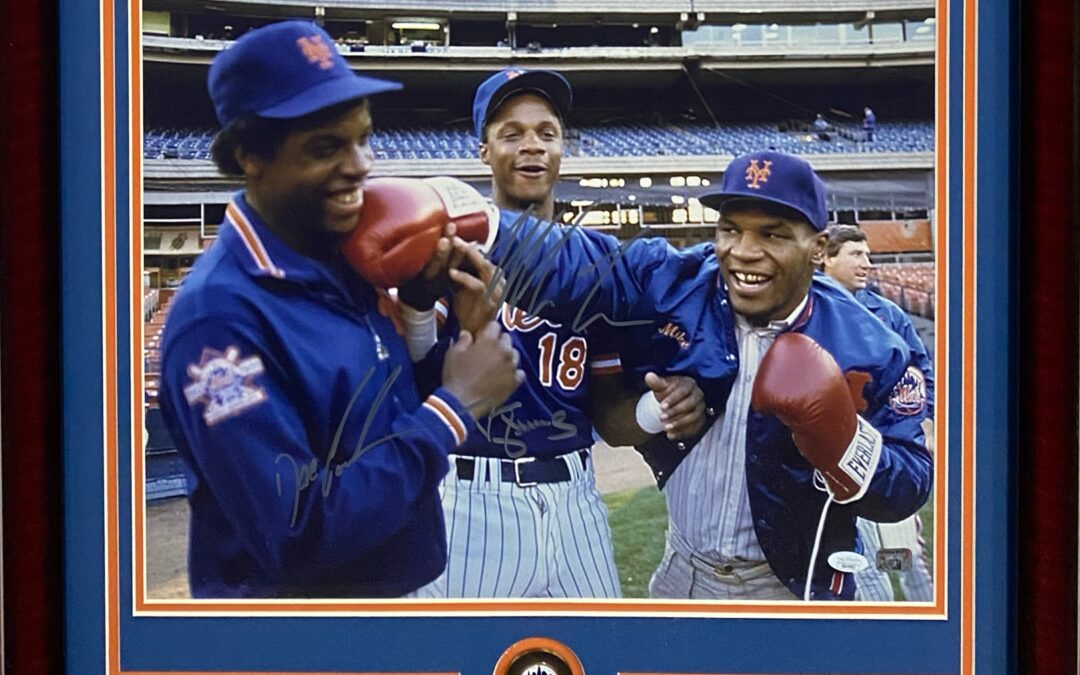 Mike Tyson, Darryl Strawberry, Dwight Gooden Signed 16×20 Photo Framed Auto Shea Stadium JSA COA New York Mets