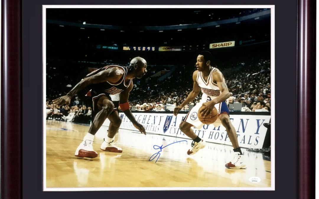 Allen Iverson signed 16×20 Michael Jordan photo framed autograph HOF JSA COA