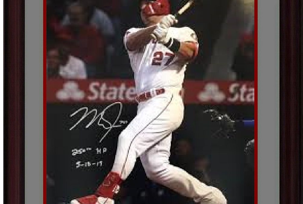 Mike Trout signed 16×20 photo INS 250 HR + date framed autograph MLB Holo COA