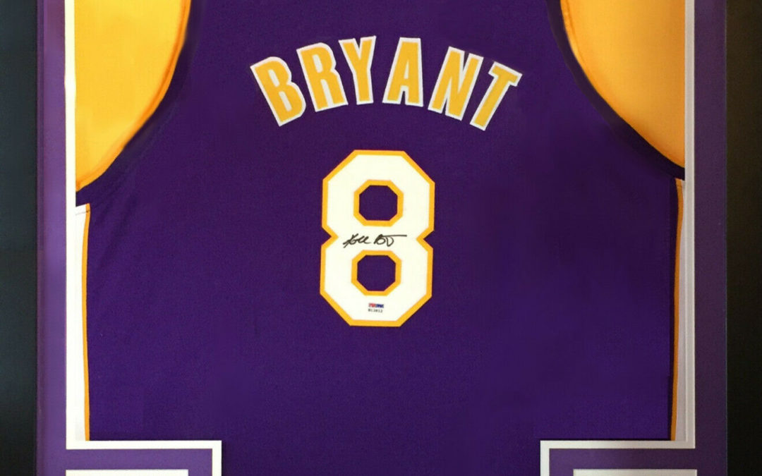 Kobe Bryant signed Lakers #8 Basketball jersey framed Rookie Autograph PSA COA