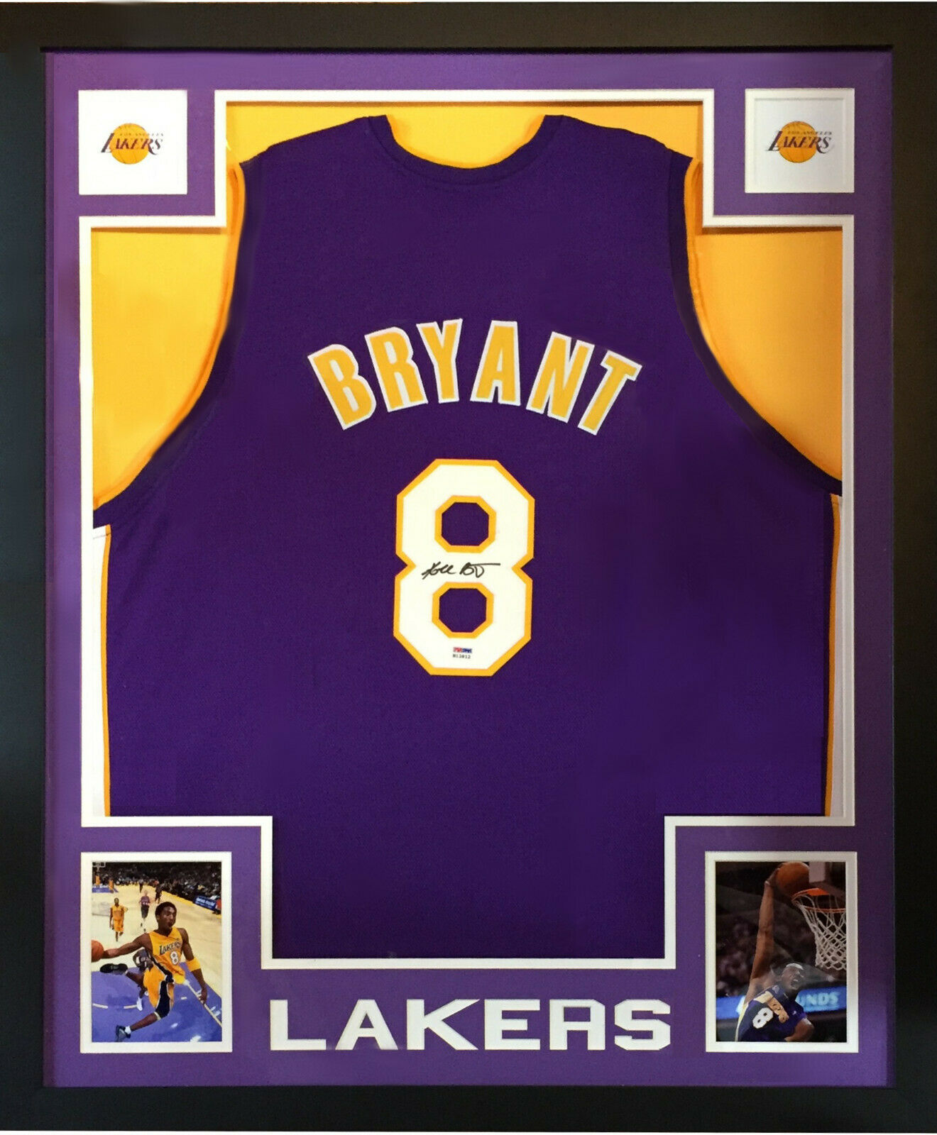 Kobe Bryant signed Lakers #8 Basketball jersey framed Rookie 