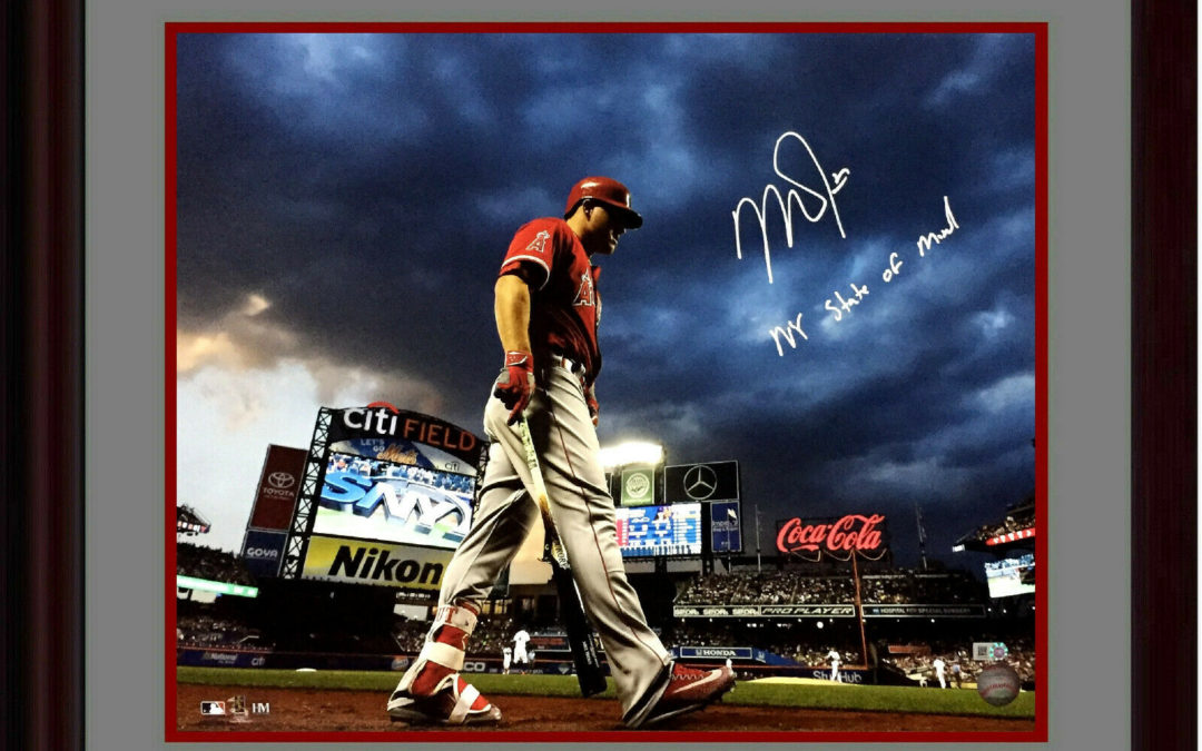 Mike Trout signed 16×20 photo INS NY State of Mind framed autograph MLB Holo COA /10