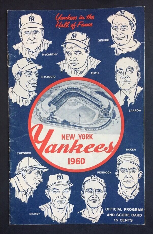 1960 ny Yankees Program yankee stadium  Nice Neatly Scored Mickey Mantle Aug 26