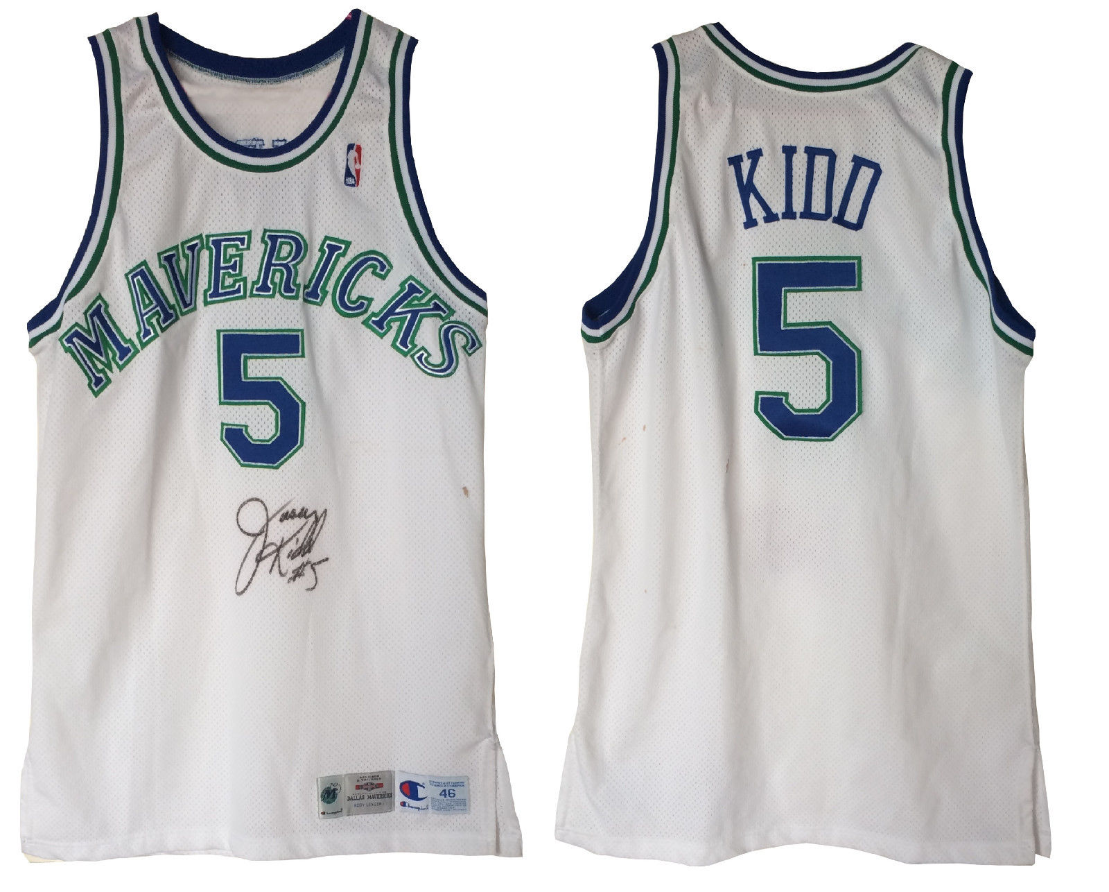 Jason Kidd game used Mavericks 1994 rookie basketball jersey sz 46 +3 CBM  COA - Cardboard Memories