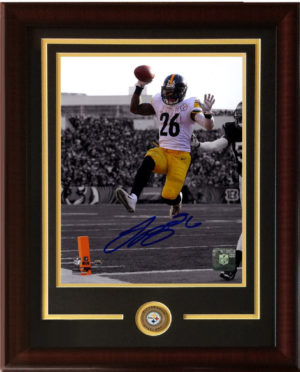 Leveon Bell signed 8x10 photo framed Steelers coin Mint autograph Steiner COA