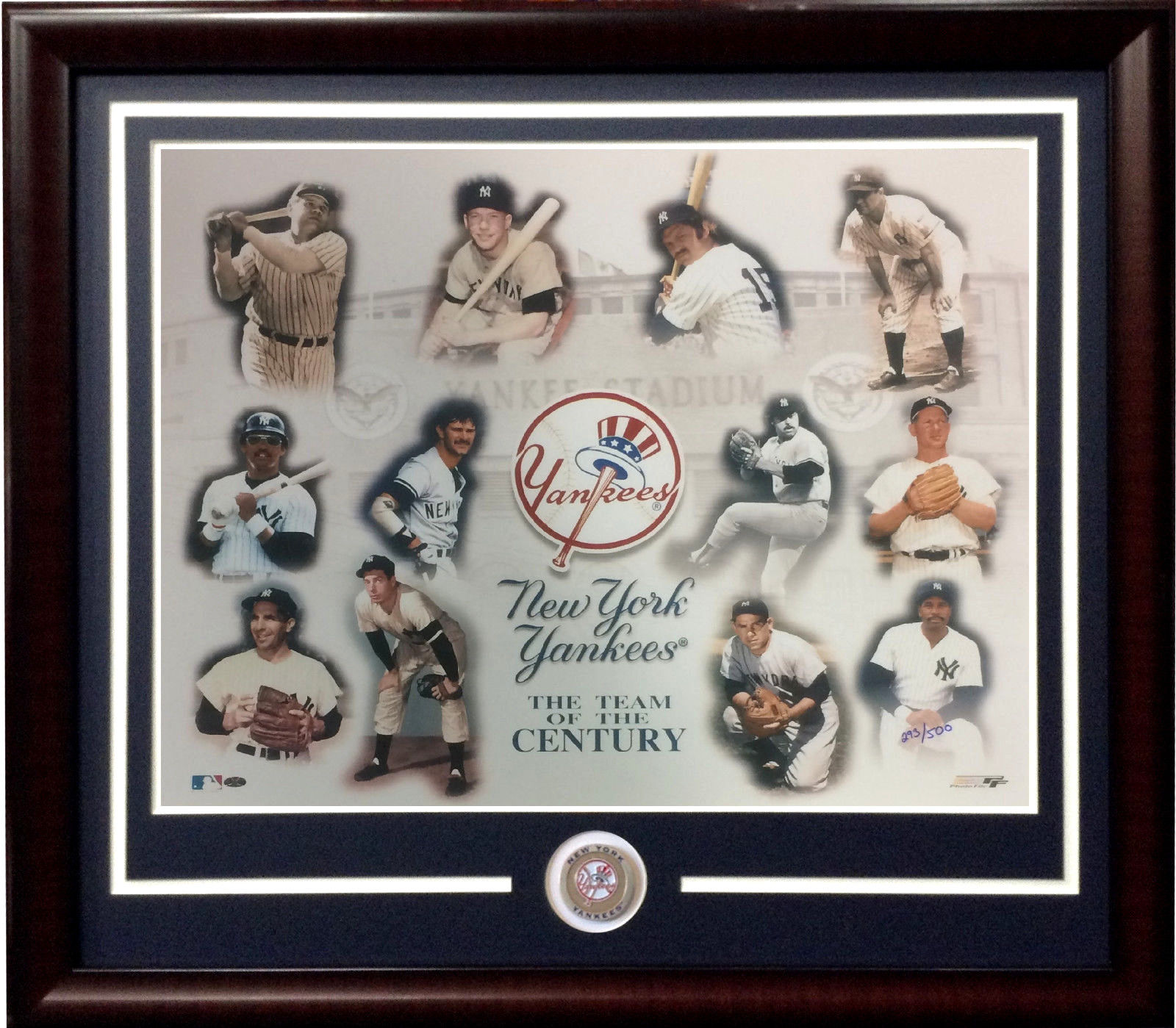 NY Yankees team Century 16×20 photo framed coin Babe Ruth Mickey Mantle LE /500