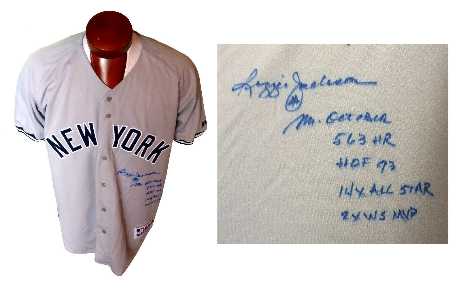 Reggie Jackson signed Yankees stat jersey autograph 6 ins Mr October HOF COA