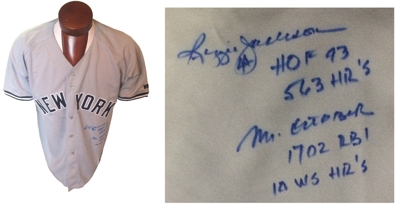 Reggie Jackson signed Yankees stat pro jersey autograph 6 ins HOF Mr October COA