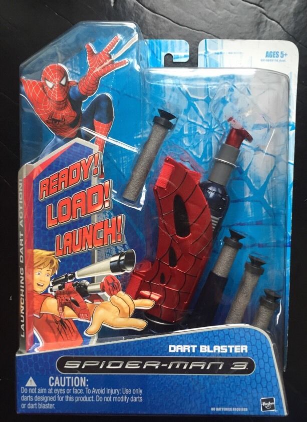 Spider Man 3 Dart Blaster Gun & suction  Darts New Rare Marvel Sealed Hasbro Toy