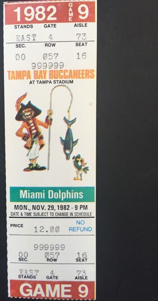 1982 Tampa Bay Buccaneers Monday Night Football Dolphins Strike