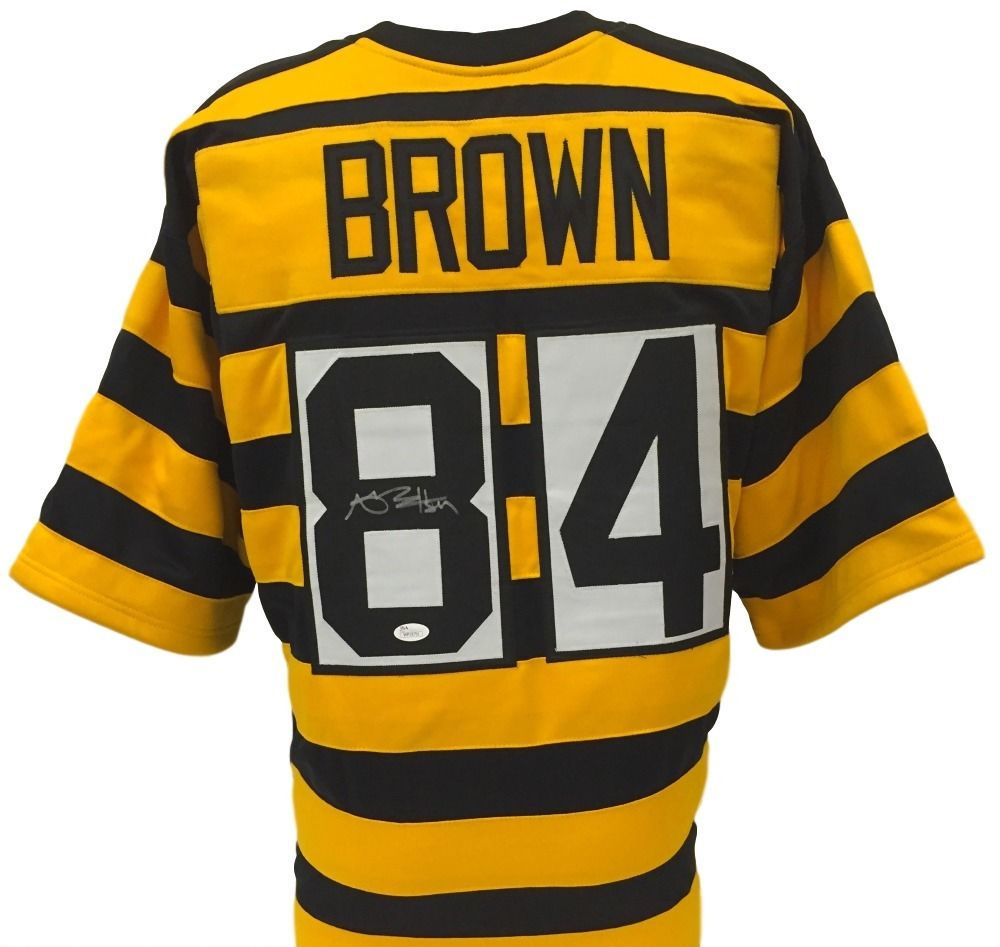 Antonio Brown Signed Custom Steelers Bumble Bee Jersey BOLD Auto JSA COA XL  - Cardboard Memories