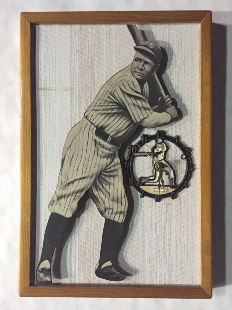 Babe Ruth Vintage Wooden Clock Raised 3D Framed 11X16 Yankees  1/1 original