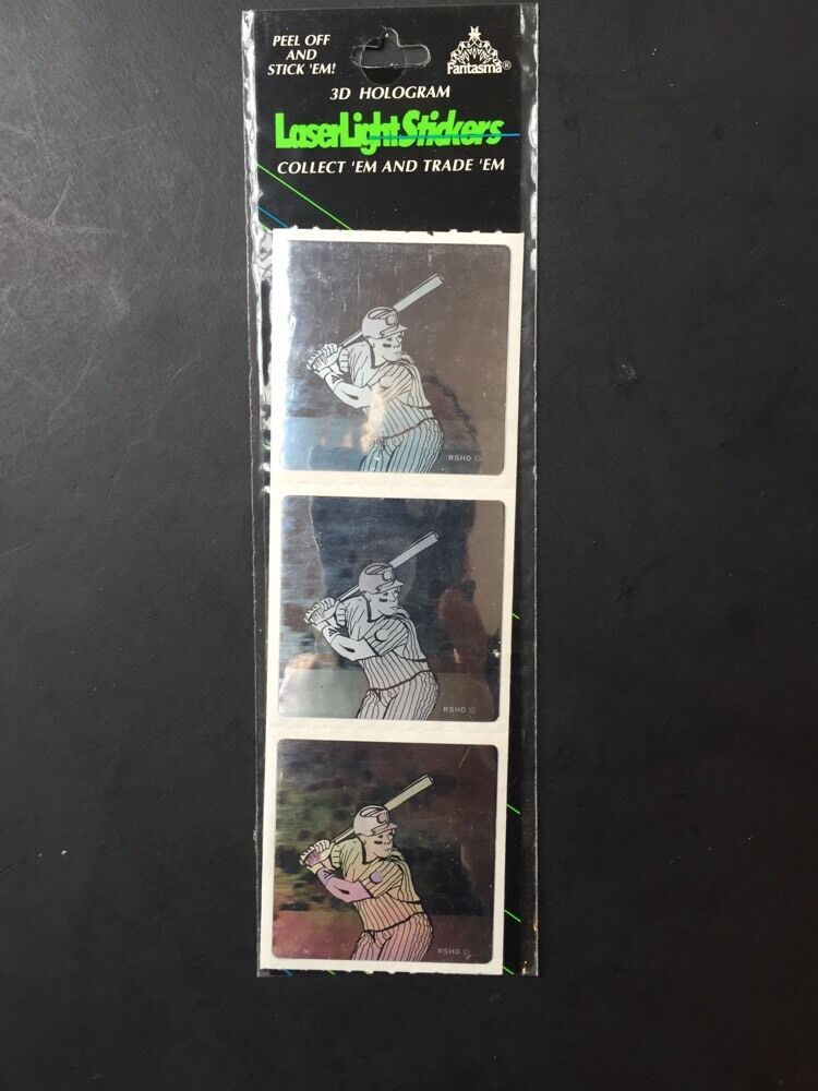 Baseball 3D Hologram Laser Light  Stickers 1990 Sealed Rare