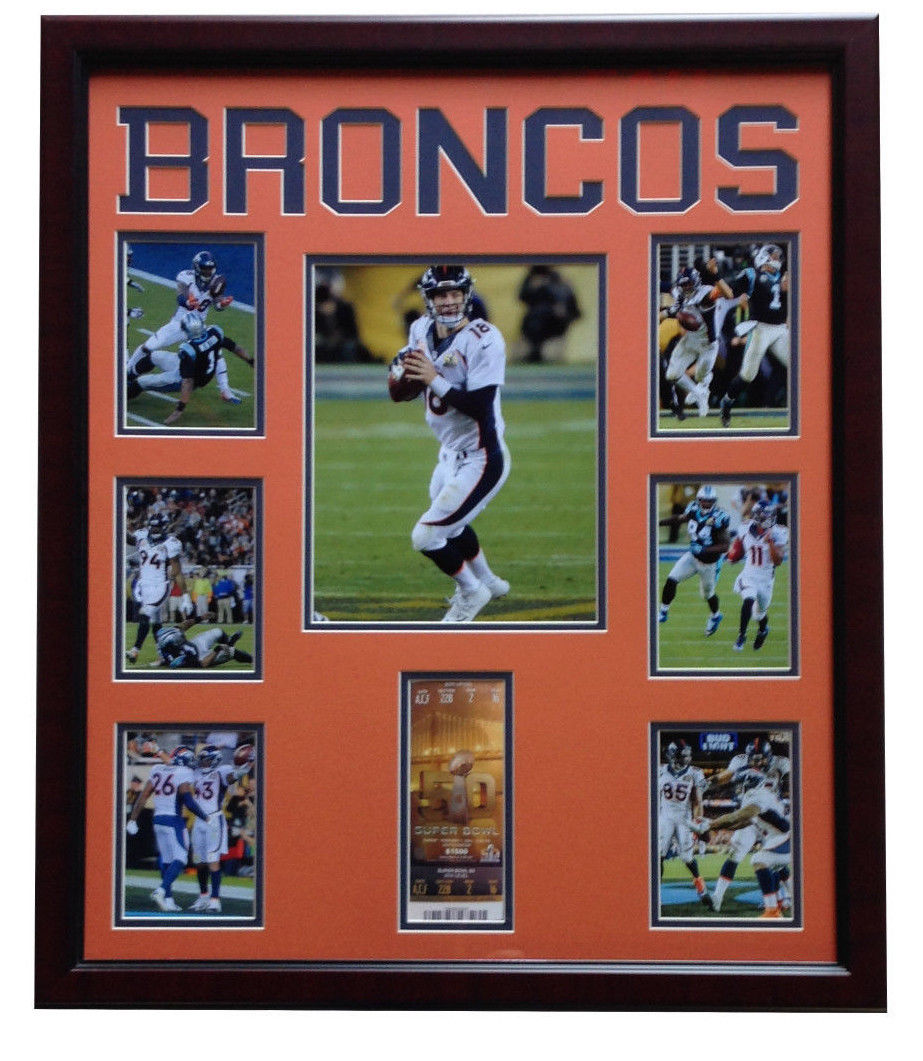 Broncos Super Bowl 50 replica ticket photo collage framed 22×26 miller manning