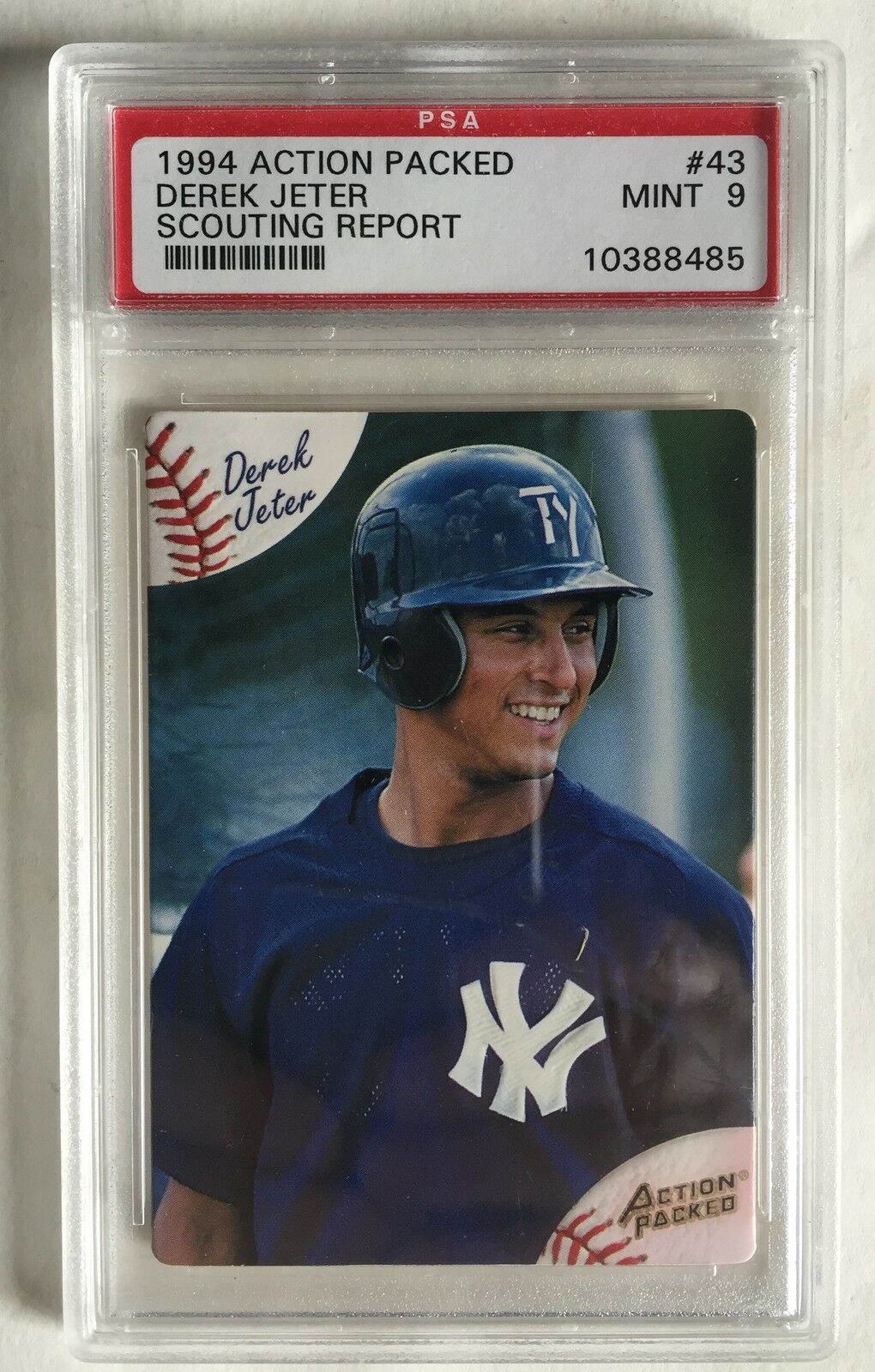 Derek Jeter RC 1994 Action Packed Scouting Report #43 Graded PSA Mint 9 Beauty