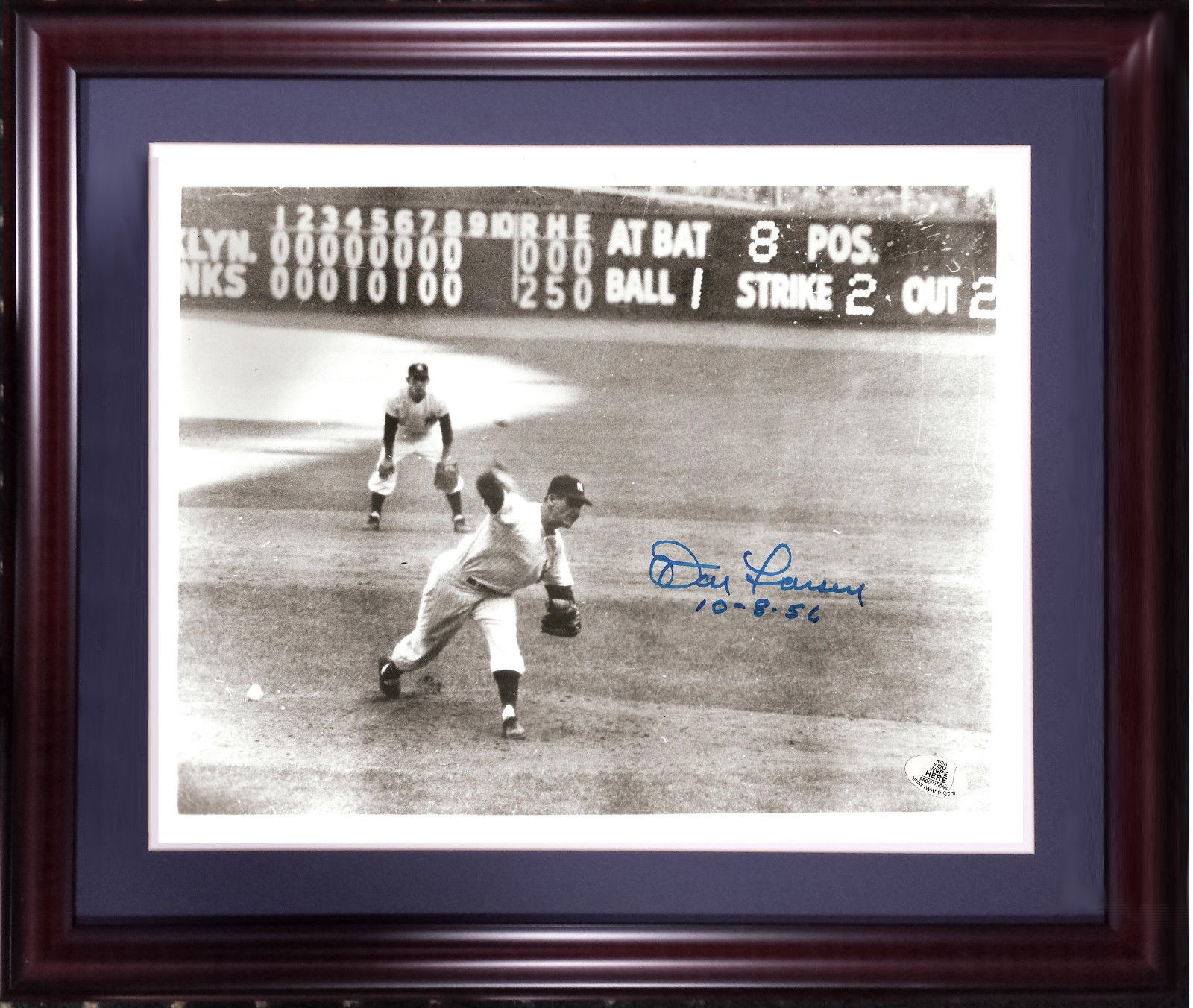 Don Larsen Yankees signed 8×10 Framed photo WS PG 10-8-56 auto agent holo COA