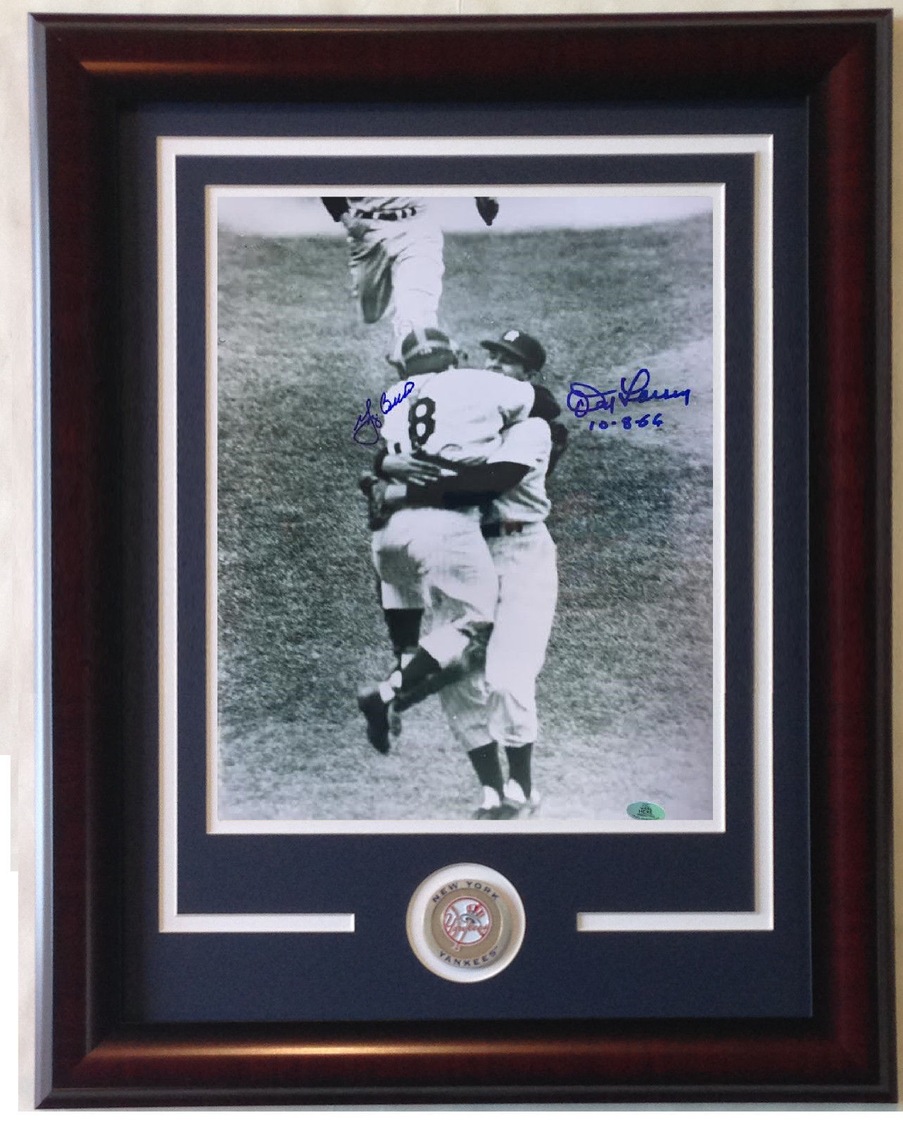 Don Larsen Yogi Berra Signed 10×14 framed Photo 1956 WS PG auto  agent Holo COA