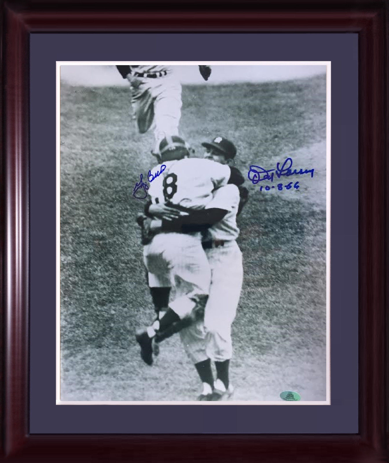 Don Larsen Yogi Berra Signed 10×14 Framed Photo 1956 WS PG auto agent Holo COA