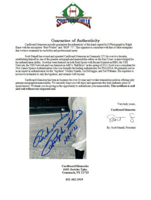 Ralph Kiner Signed 8x10 Photograph Ins HOF 75 Best Wishes Indians HOF Auto COA - Image 3
