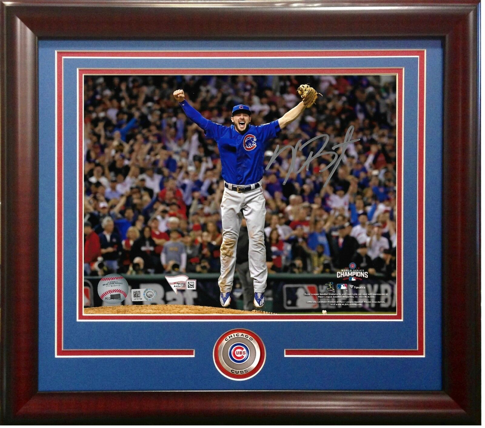 Kris Bryant signed 8×10 2016 WS Celebration photo framed cubs coin auto fanatics
