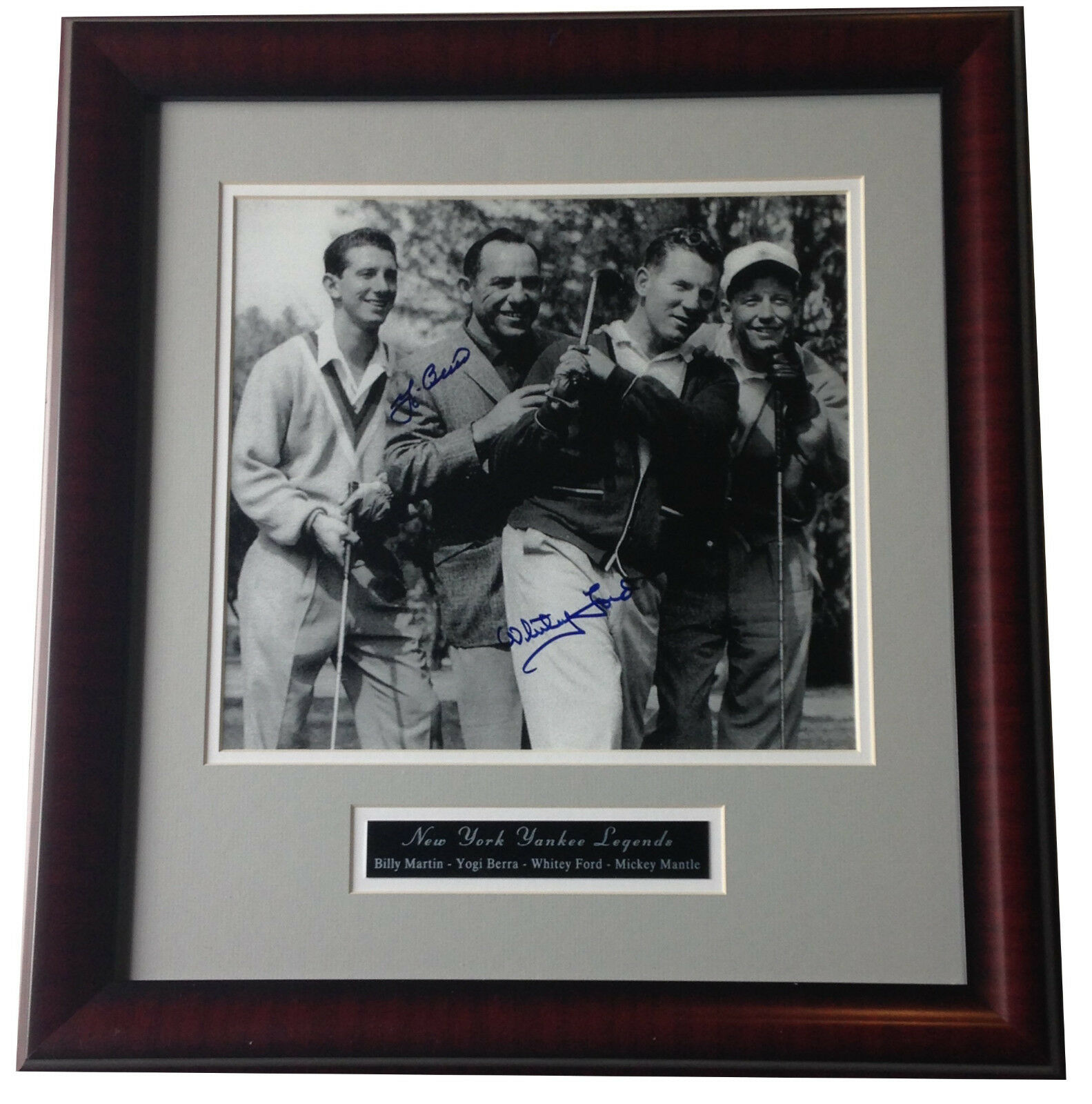 Yogi Berra Whitey Ford Yankees signed 12×11 photo framed plaque auto HOF CBM COA