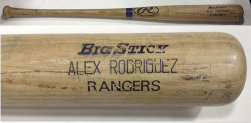 Alex Rodriguez Game Used Rawlings Big Stick Baseball Bat Rangers Yankees COA
