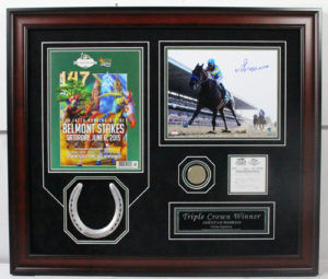 American pharaoh Victor Espinoza signed FRAMED photo program ticket dirt steiner
