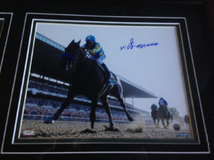 American pharaoh Victor Espinoza signed FRAMED photo program ticket dirt steiner - Image 2
