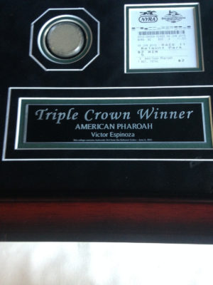 American pharaoh Victor Espinoza signed FRAMED photo program ticket dirt steiner - Image 4