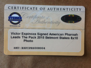 American pharaoh Victor Espinoza signed FRAMED photo program ticket dirt steiner - Image 8