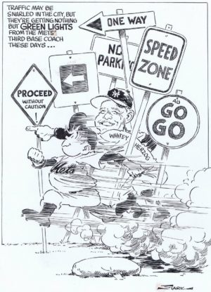 Bruce Stark Signed Original Art NY Mets Shea Stadium HERZOG 1966 1/1 daily news