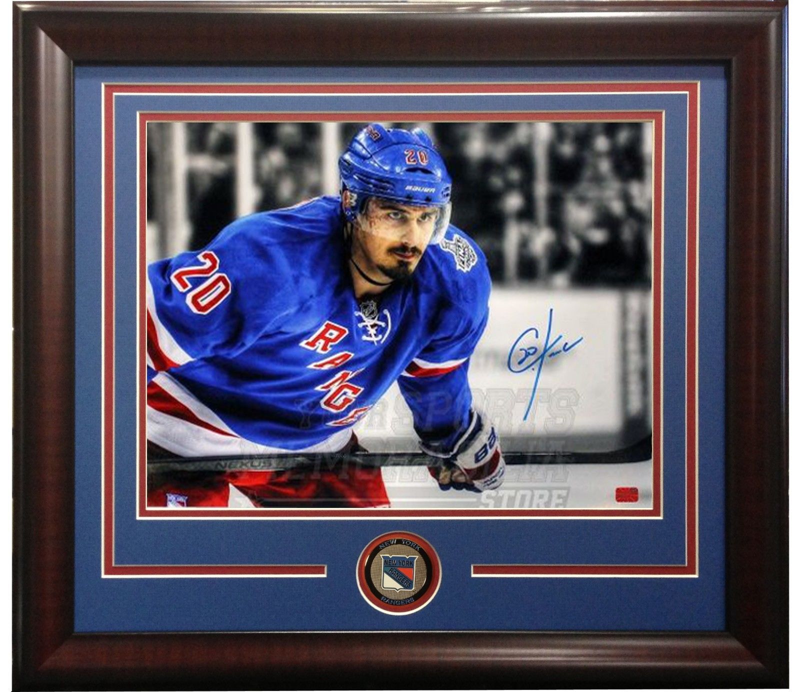 Chris Kreider Signed 16/20 Framed Photo Rangers Coin 2014 Cup Finals AUTO HOLO