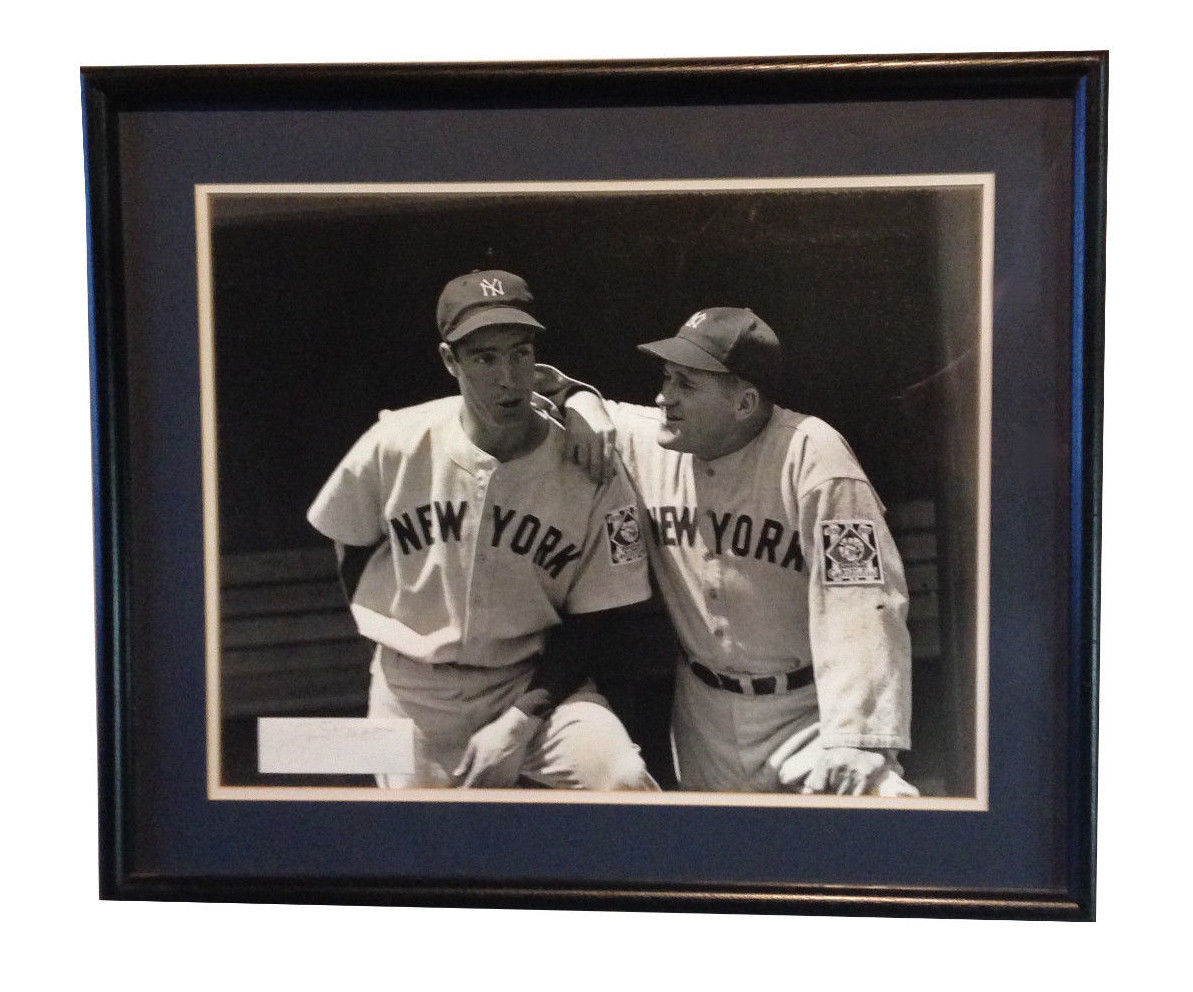 Joe DiMaggio Yankees Signed cut 16×20 VINTAGE ORIGINAL PHOTO Framed auto CBM COA