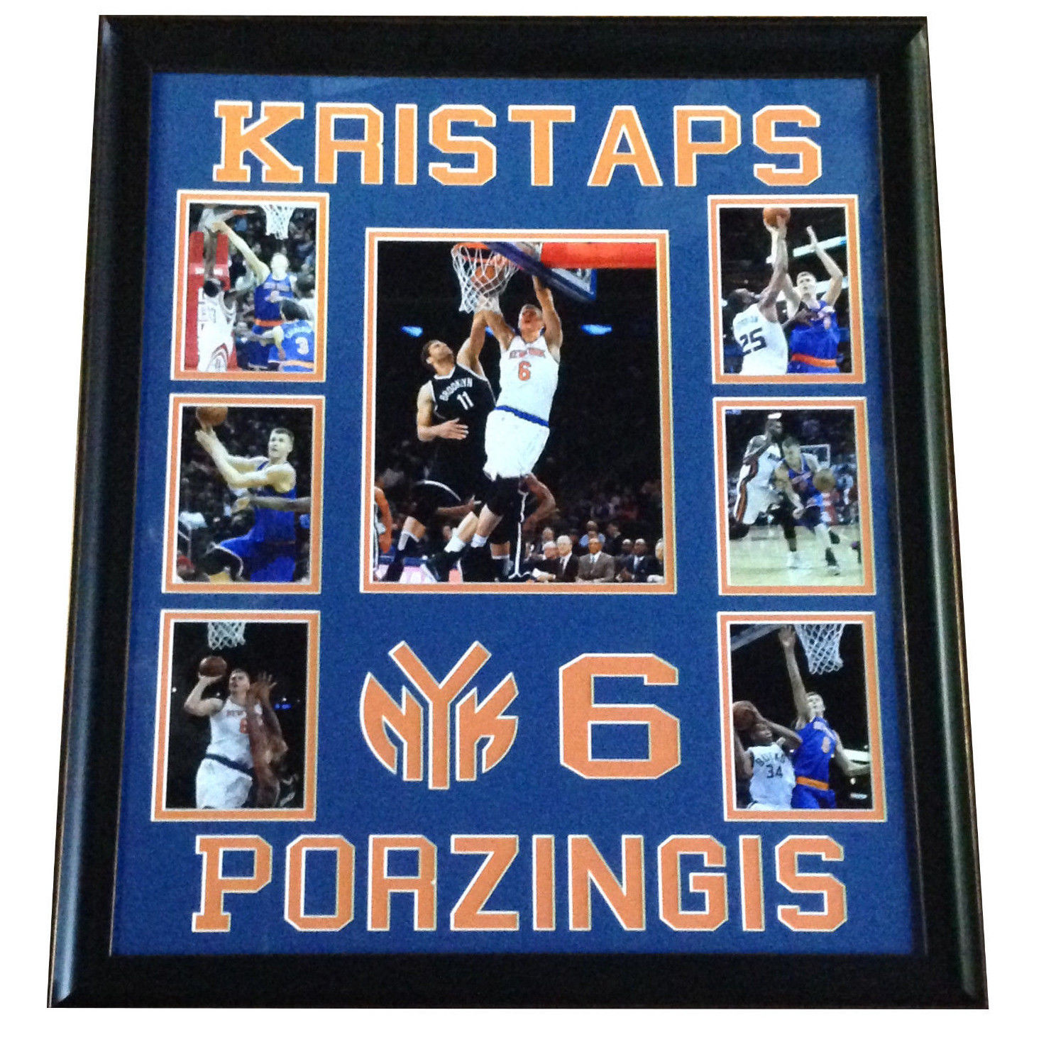 Kristaps Porzingis New York Knicks framed 7 photo collage custom made 23×27