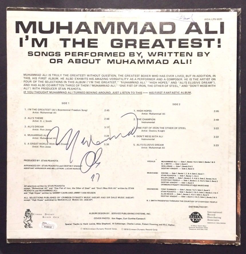 Muhammad Ali Signed Vintage 1977 Record Album Vinyl Rare autograph JSA COA  auto