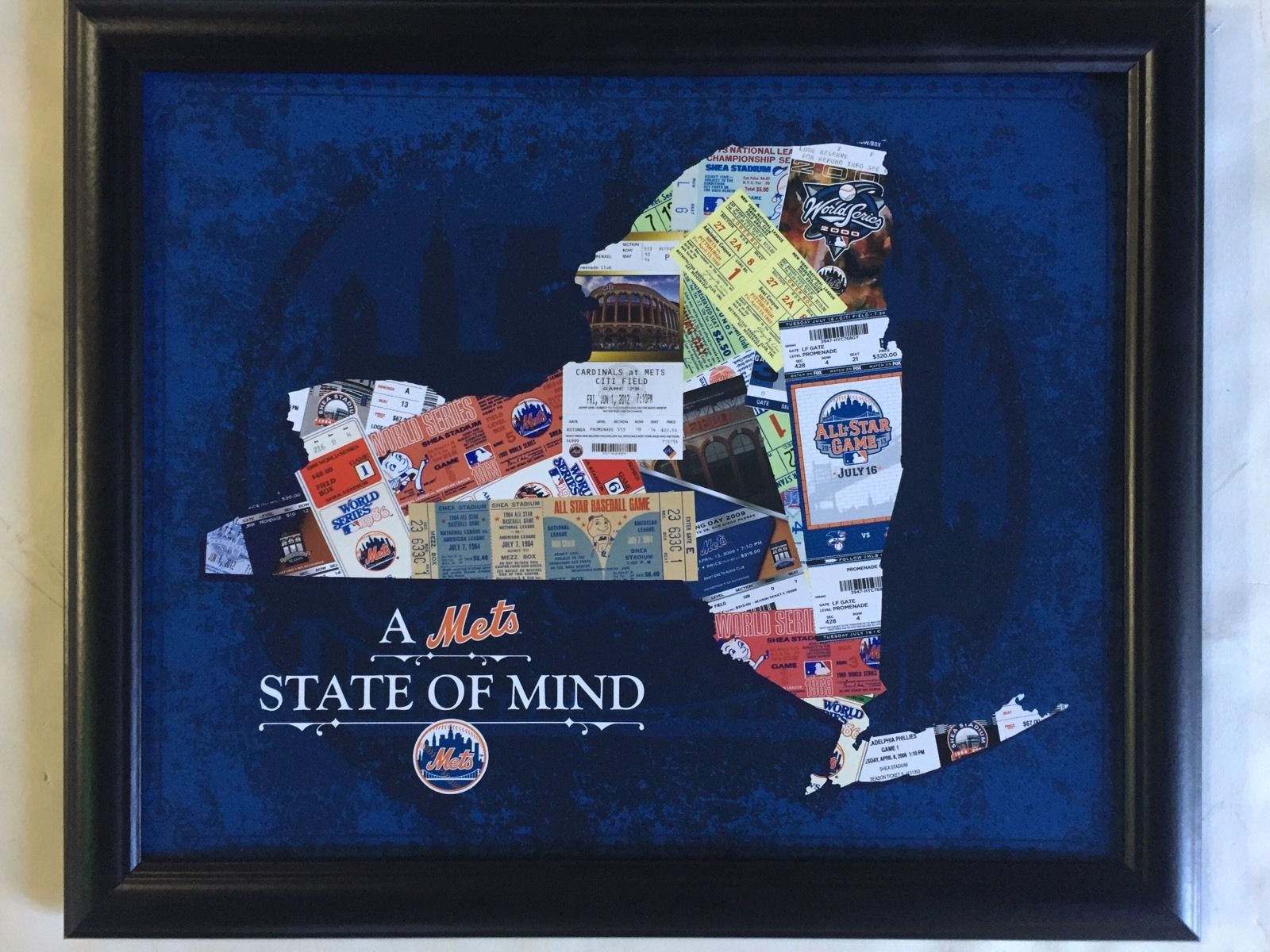 New York  A Mets State Of Mind Framed 18×15 All Star Ws Ticket Collage Ny
