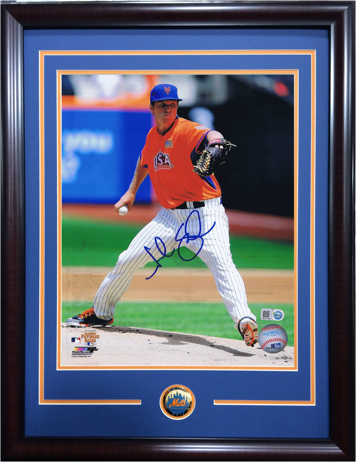Noah Syndergaard signed 16×20 photo Futures Game Framed w Mets Coin MLB HOLO COA