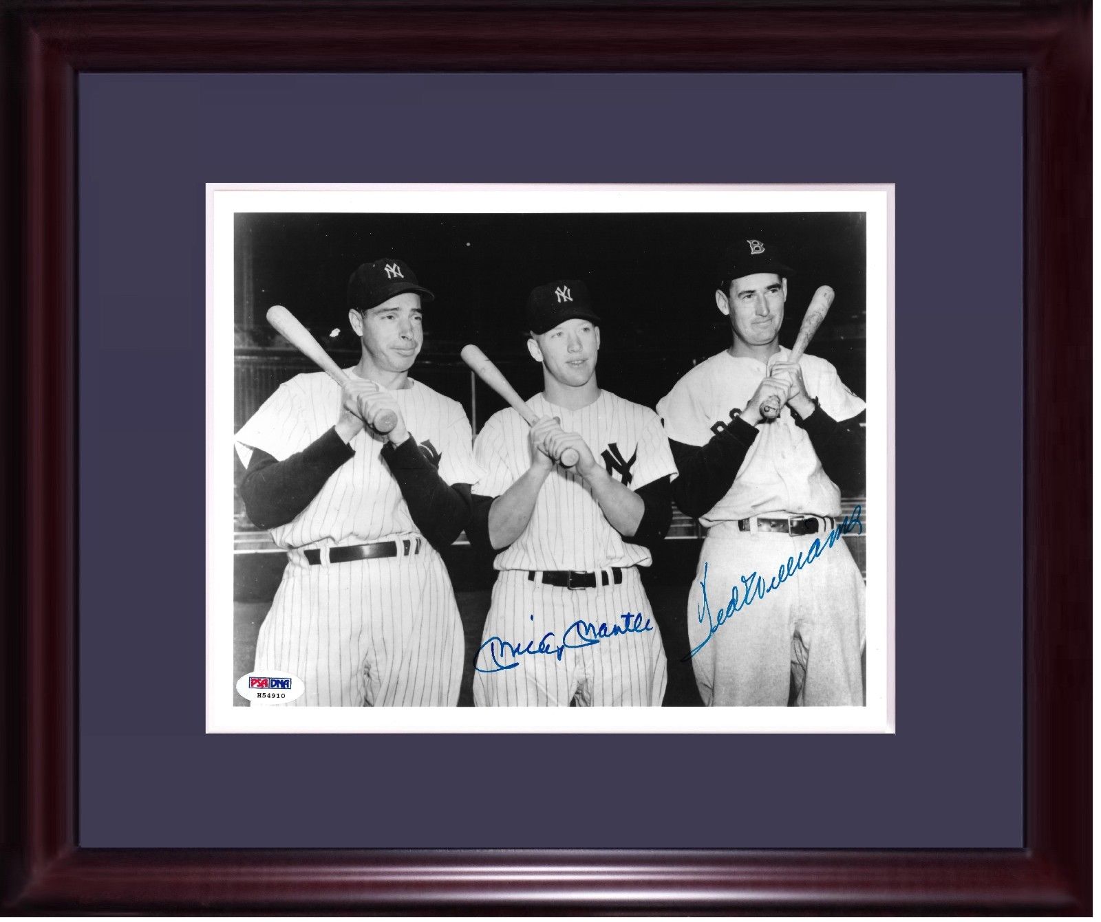 Mickey Mantle Ted Williams signed 8×10 photo framed 2 auto HOF PSA/DNA LOA
