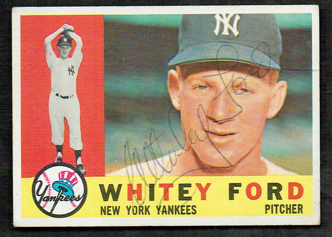 1960 Topps Whitey Ford Signed Card #35 Vintage auto Yankees hof cbm COA centered