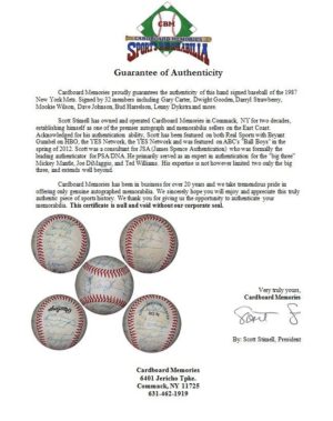 1987 NY Mets Team Signed ONL Baseball 32 Autos Carter Hernandez Strawberry COA - Image 2