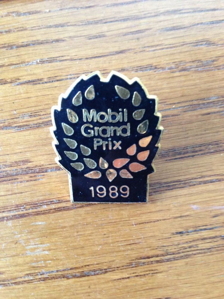 1989 Mobil Grand Prix Racing Press Pin Original
