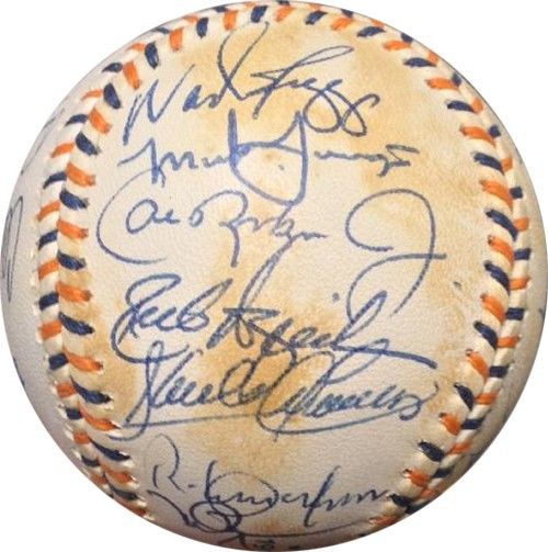 1992 American League All Star Team Signed Baseball McGwire Ripken Puckett PSA