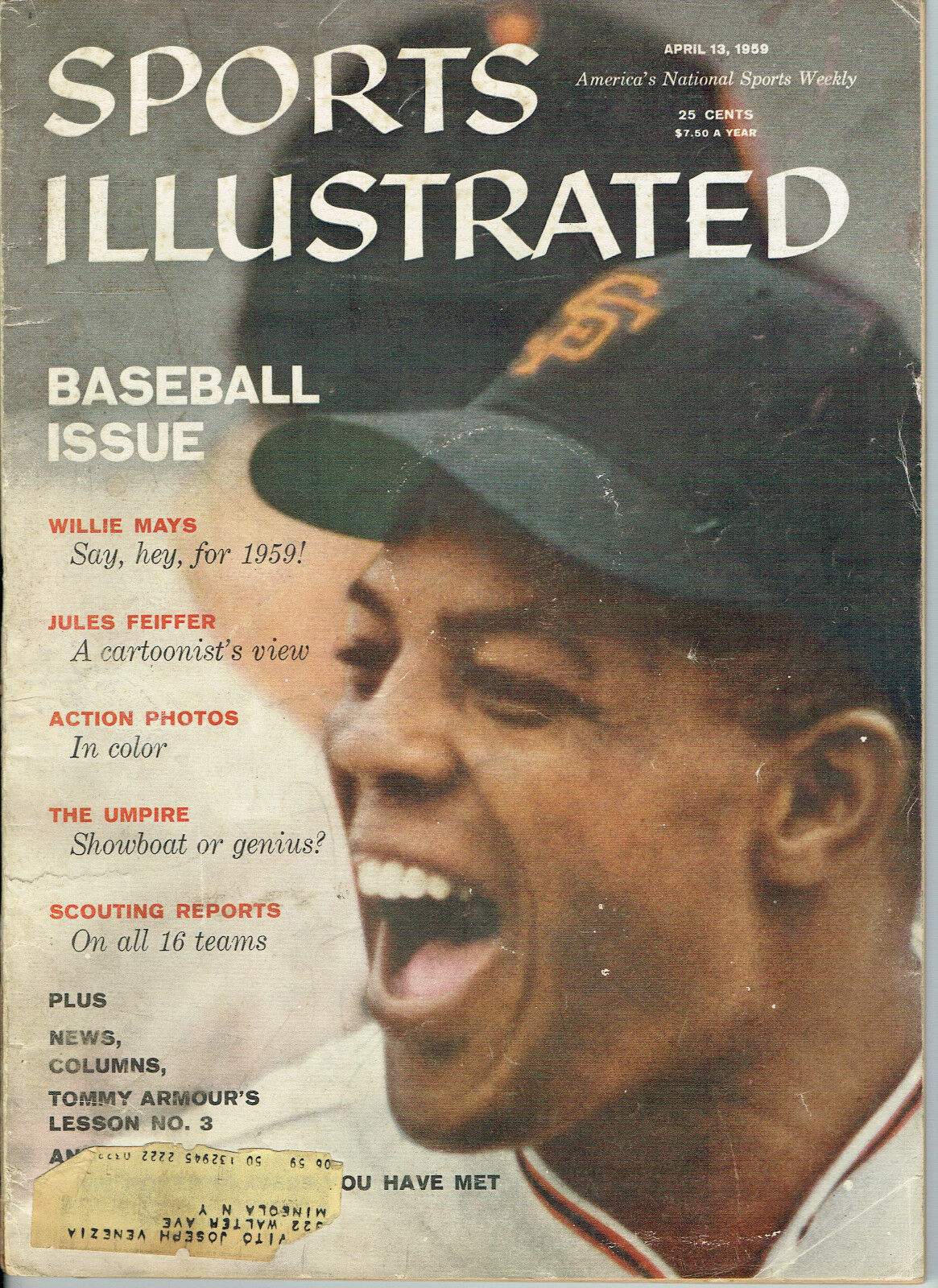 April 13,1959 Sports Illustrated Willie Mays Baseball Issue Magazine