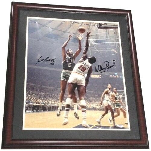 Bill Russell & Willis Reed Signed Framed 20×24 Photo Celtics Knicks Auto PSA/DNA
